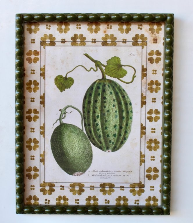 Two Green Melons Picture In Green Bobble Frame